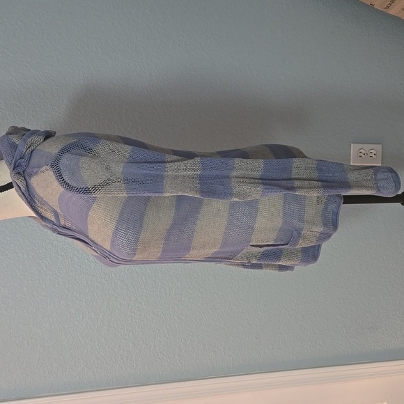 TOMMY BAHAMA Zippered Hoodie Cardigan Linen Blend Lightweight SZ Small Blue Gray - Picture 4 of 14